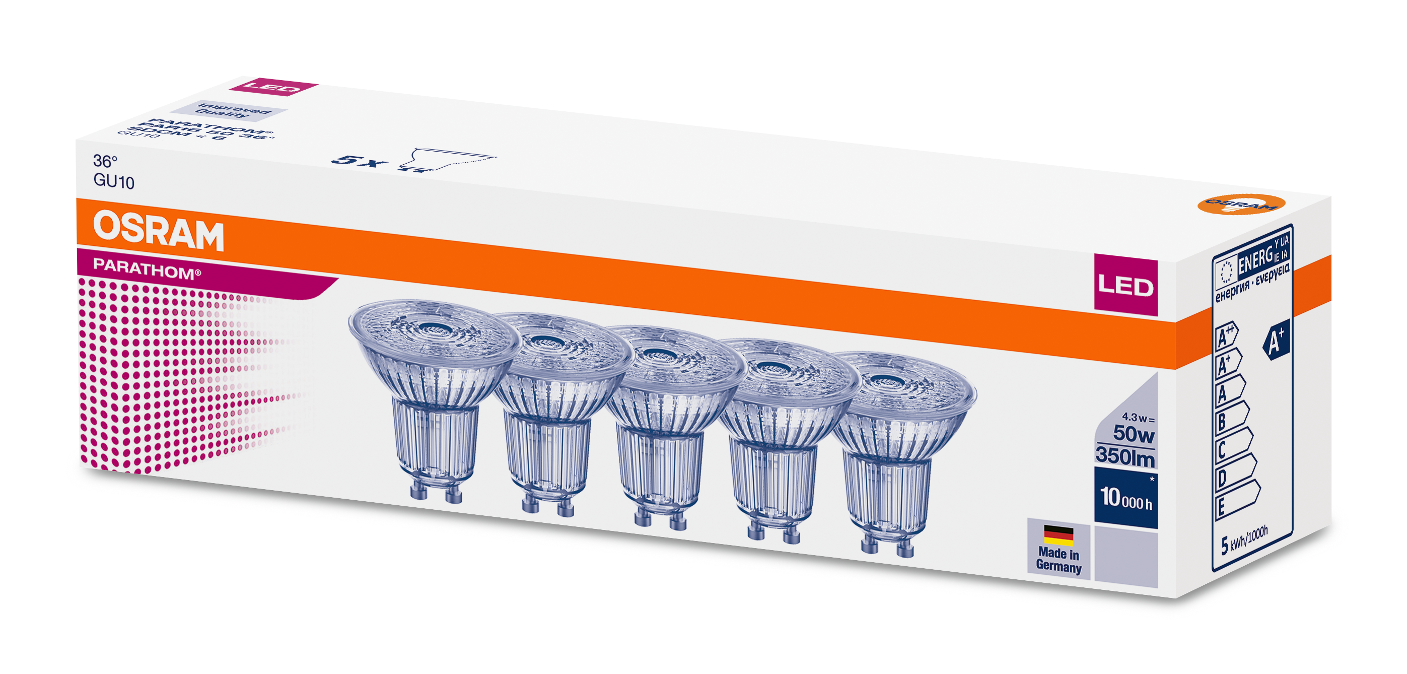 osram lamput Led-lamppu osram par16 50 36 4,3w/830 gu10 5kpl