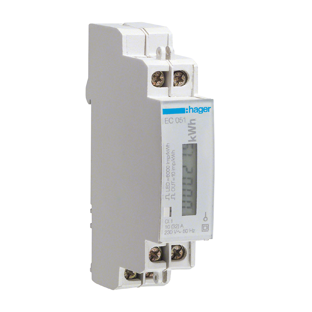 hager Energiamittari hager ec051 kwh 1 suora 32a 1-mod im