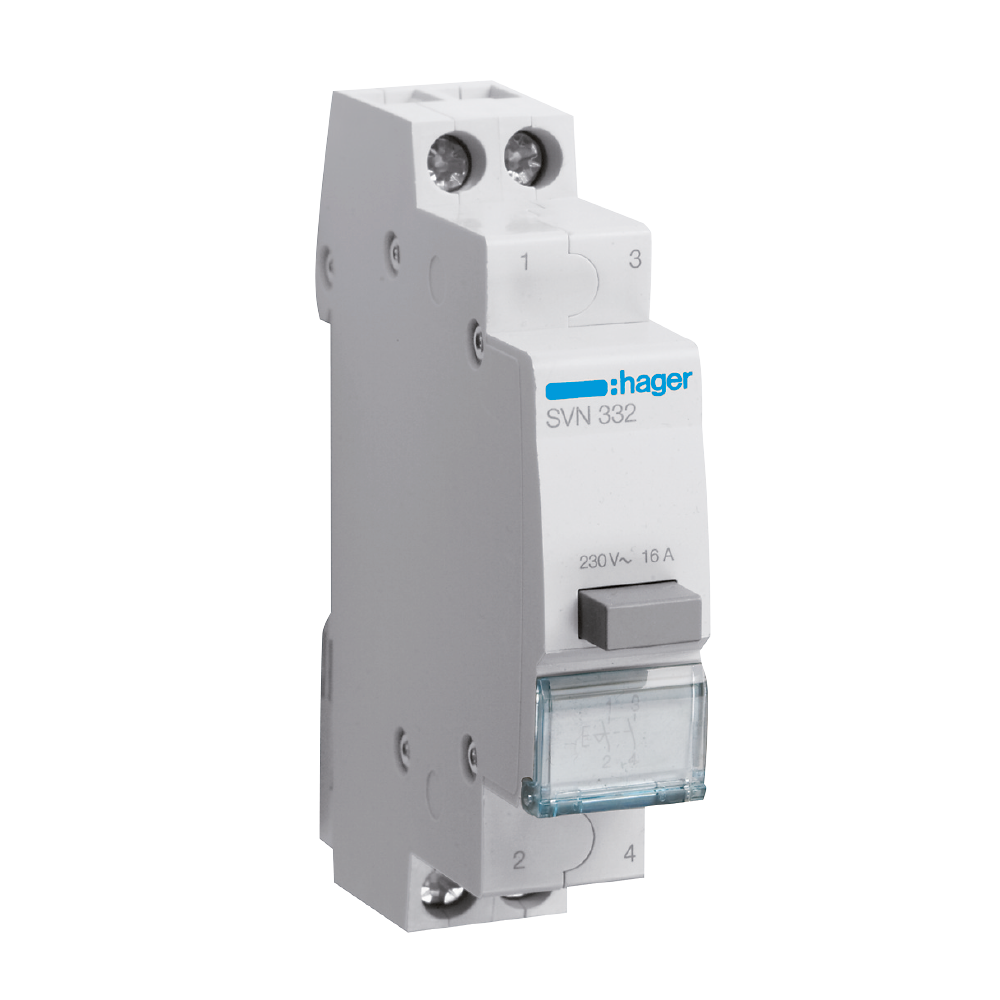 PAINIKEKALUSTE DIN HAGER SVN332 2s 230VAC