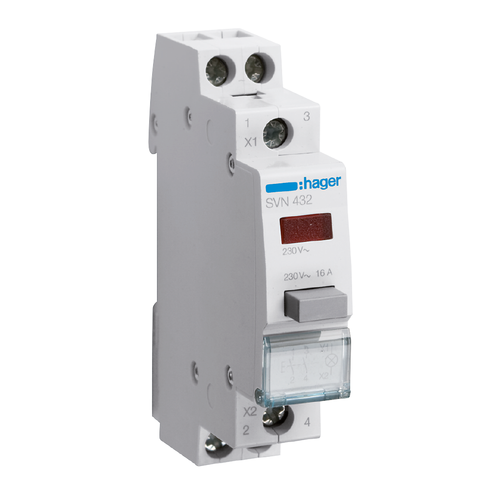 hager Tryckknapp svn432 2s+röd kalotte 230vac