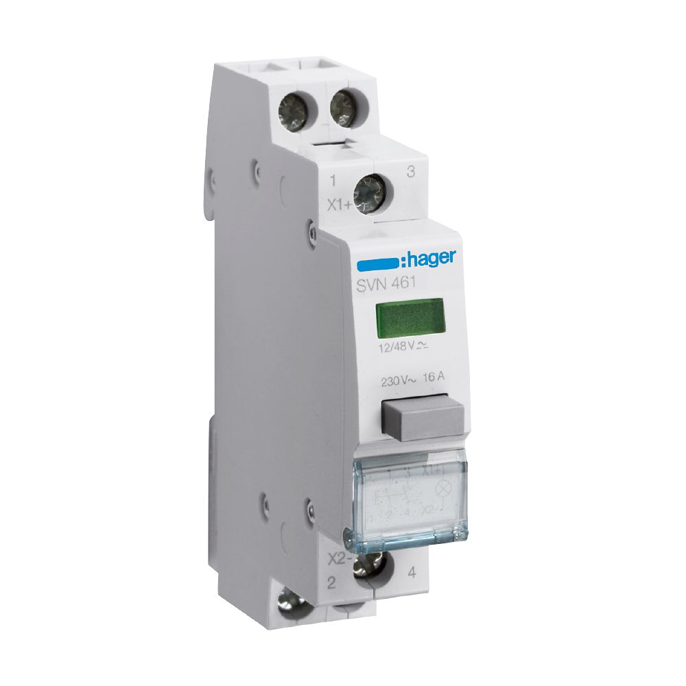 hager Impulse push button svn461 2no + green sl 12-48v