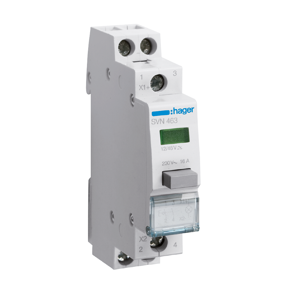 hager Tryckströmställare svn463 2sl + grön sl 12-48v