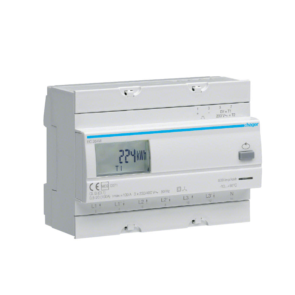 hager Energymeter mid ec364m 3ph 100a imp. cl1