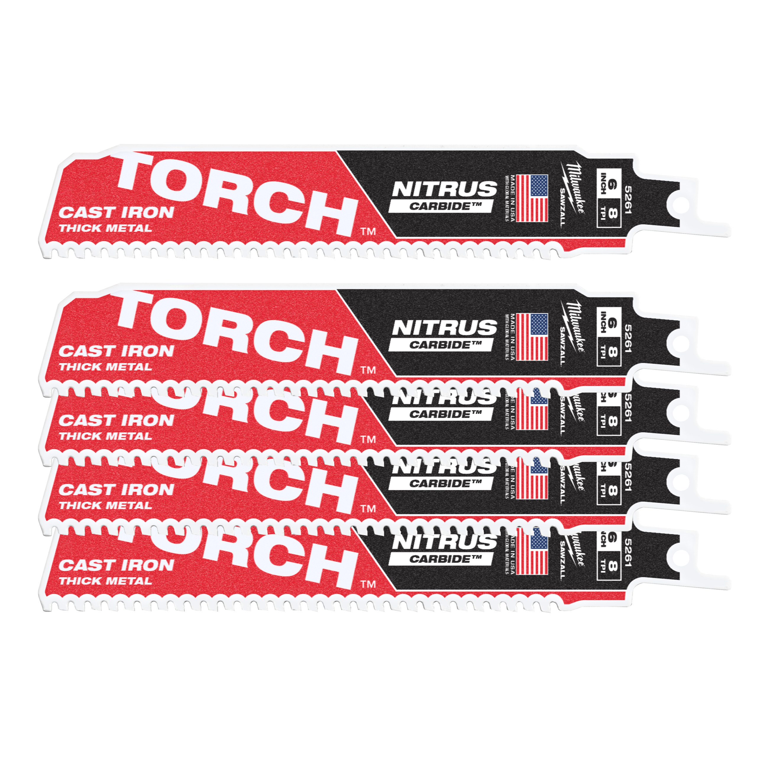 RECIP SAW BLADE MILWAUKEE SZ TORCH NITR 150X8 5PC