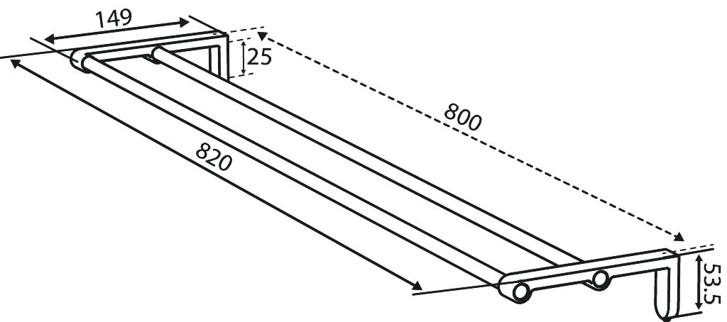 damixa Handdukstång, dubbel, 800 mm 48733.6100 zen