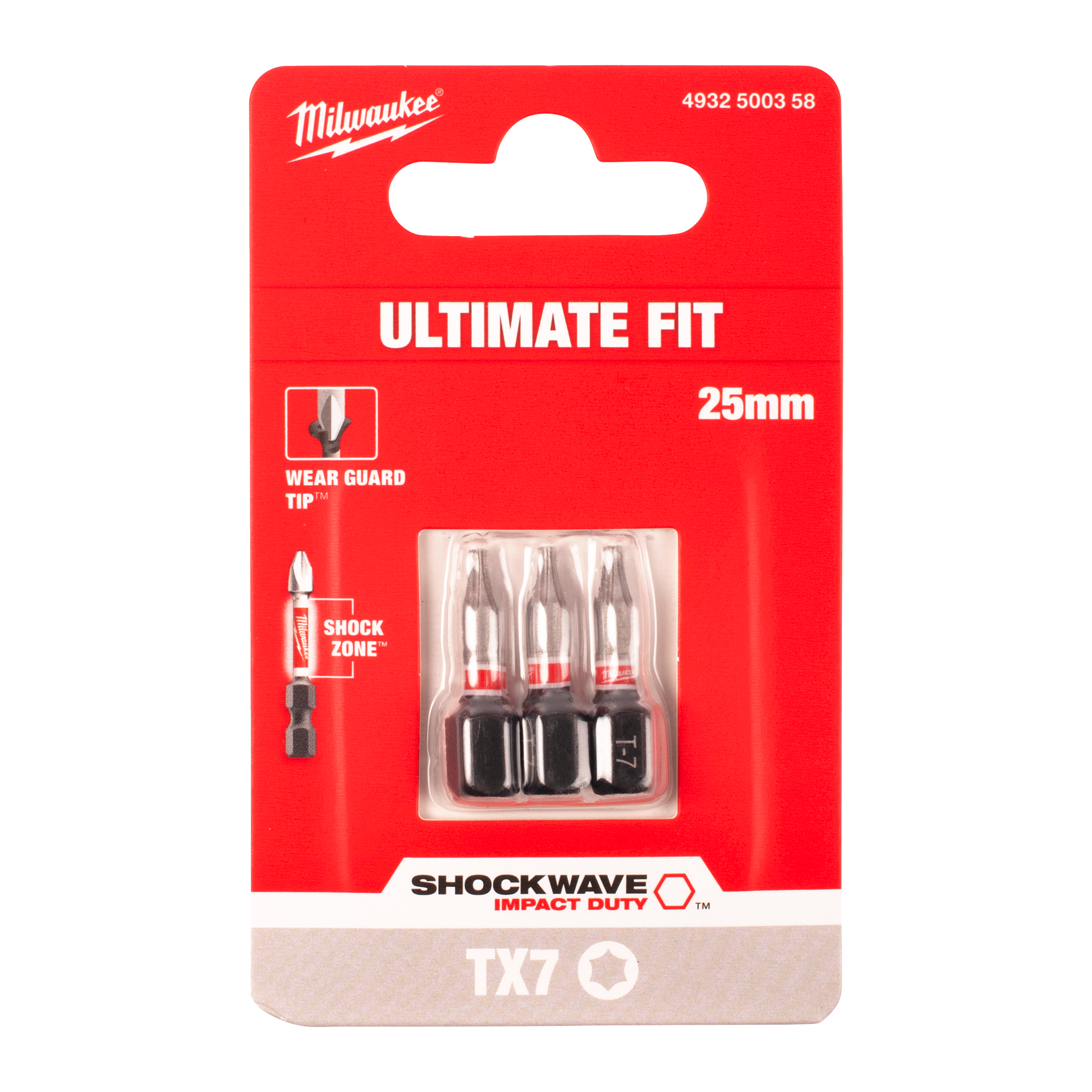 SCREWDRIVER BIT MILWAUKEE SHW TX7 25MM 3P