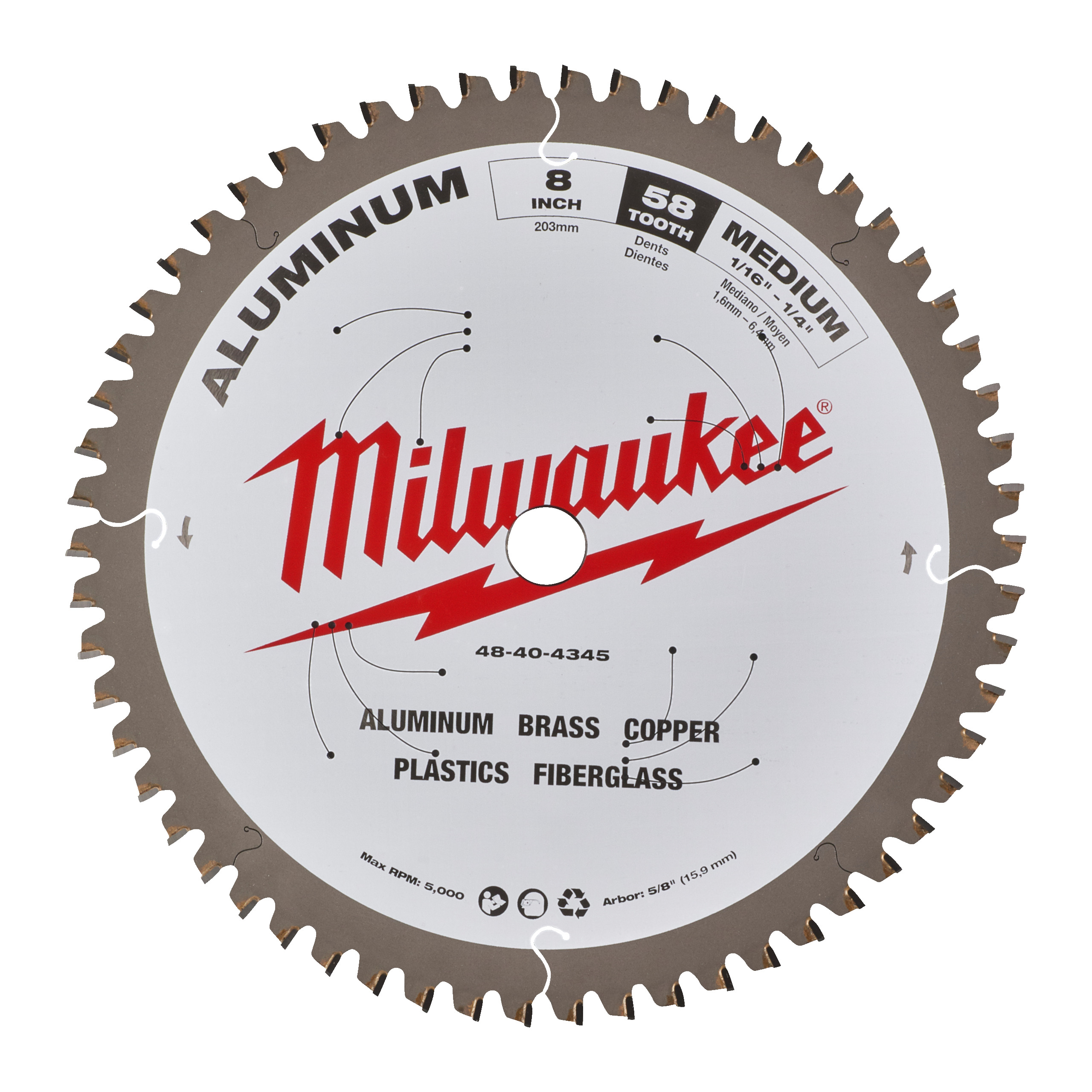 CIRCULAR SAW BLADE MILWAUKEE P ALU 203X5/8X2,4X58T