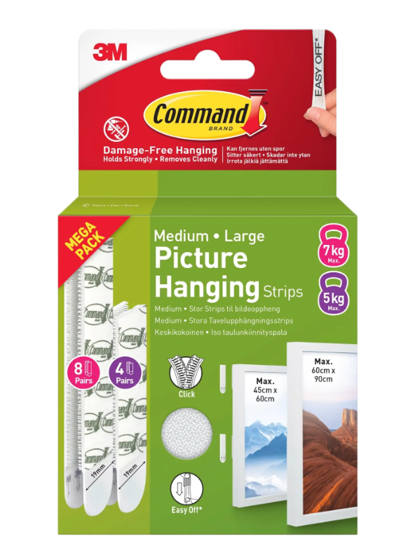 TAVELUPPHÄNGNINSSTRIPS COMMAND 17209 STORPACK M OCH L