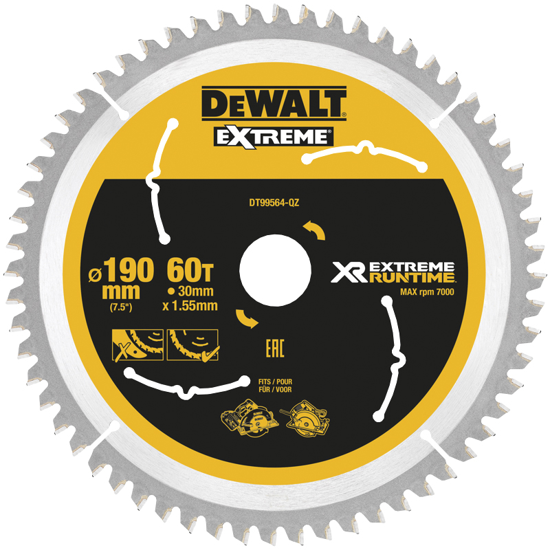 PYÖRÖSAHANTERÄ DEWALT EXTREME RUNTIME 190X30MM 60T