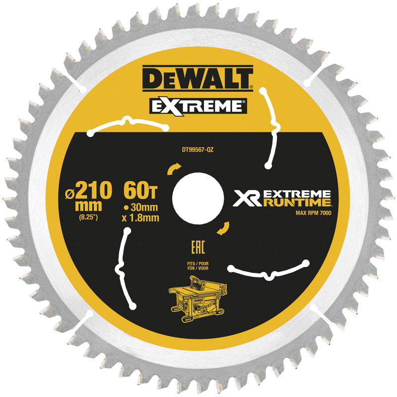 CIRKELSÅGSKLINGA DEWALT EXTREME RUNTIME 210X30MM 60T