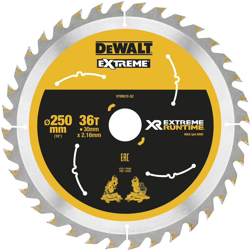 CIRKELSÅGSKLINGA DEWALT EXTREME RUNTIME 250X30MM 36T