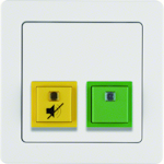 CANCELLATION/PRESENCE BUTTON SIGN. YELLOW/GREEN UK WHITE