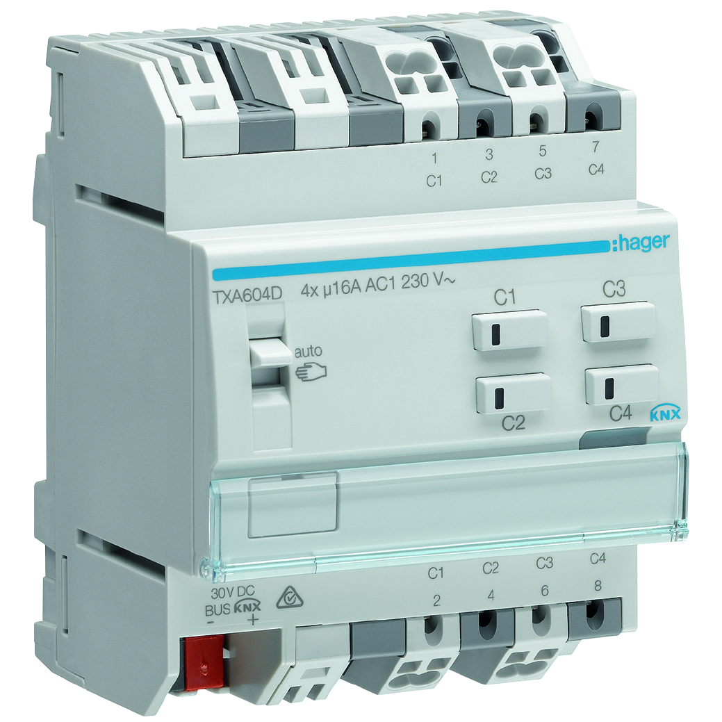 hager Lähtöyksikkö knx easy txa604d 4x16a rlcv t din