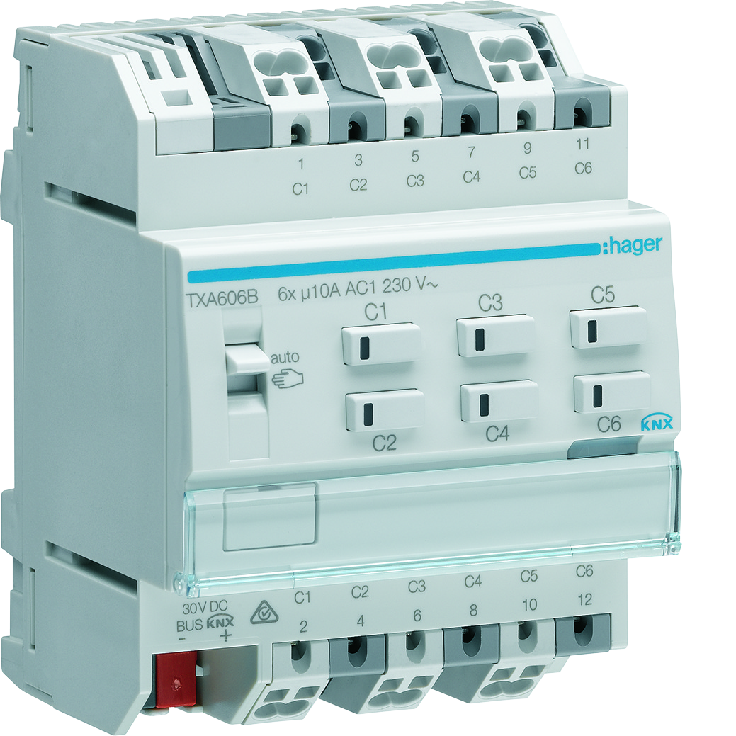 hager Utgångsenhet knx txa606b 6x10a rlv t din