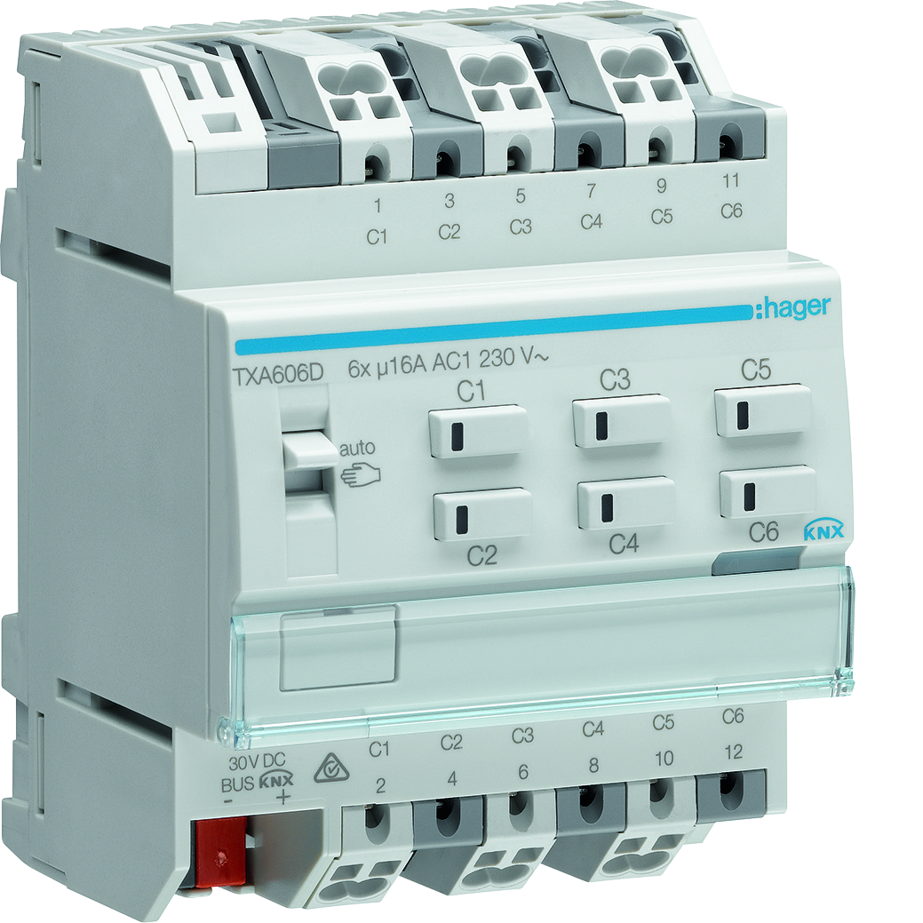 hager Lähtöyksikkö knx easy txa606d 6x16a rlcv t din