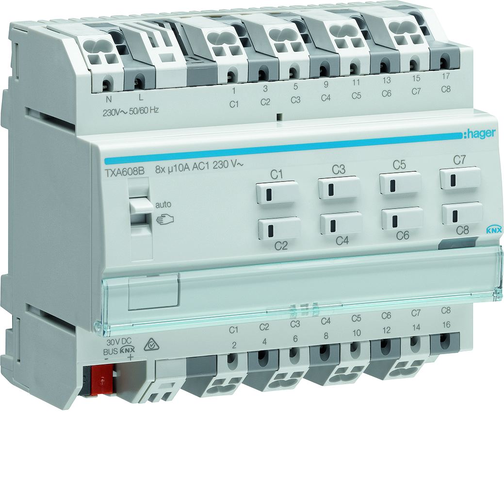 hager Utgångsenhet knx txa608b 8x10a rlv t din