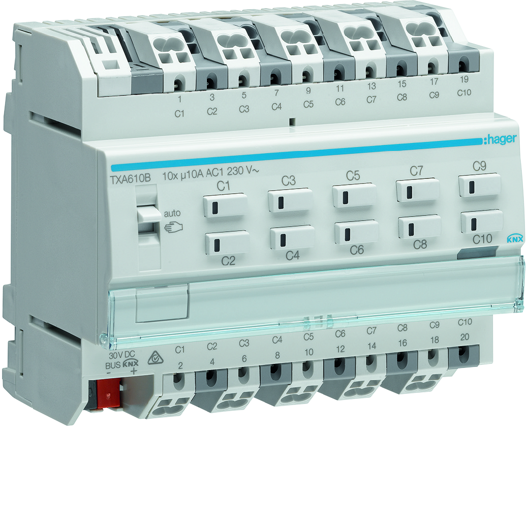 hager Utgångsenhet knx txa610b 10x10a rlv t din