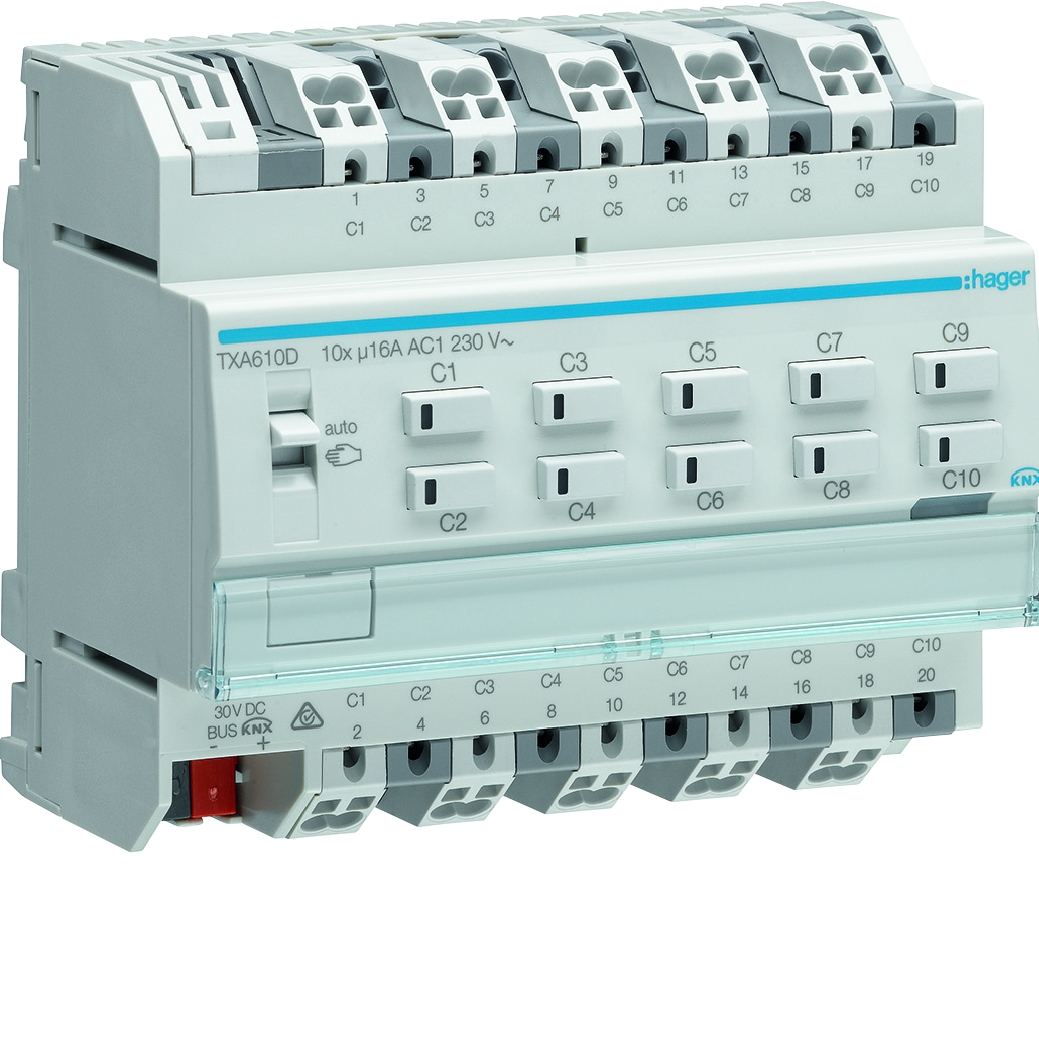 hager Utgångsenhet knx txa610d 10x16a rlcv t din