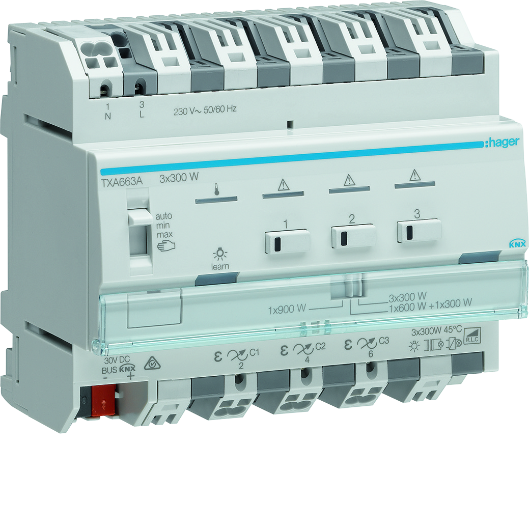 hager Dimmer knx txa663a 3x300w rlcpd t din