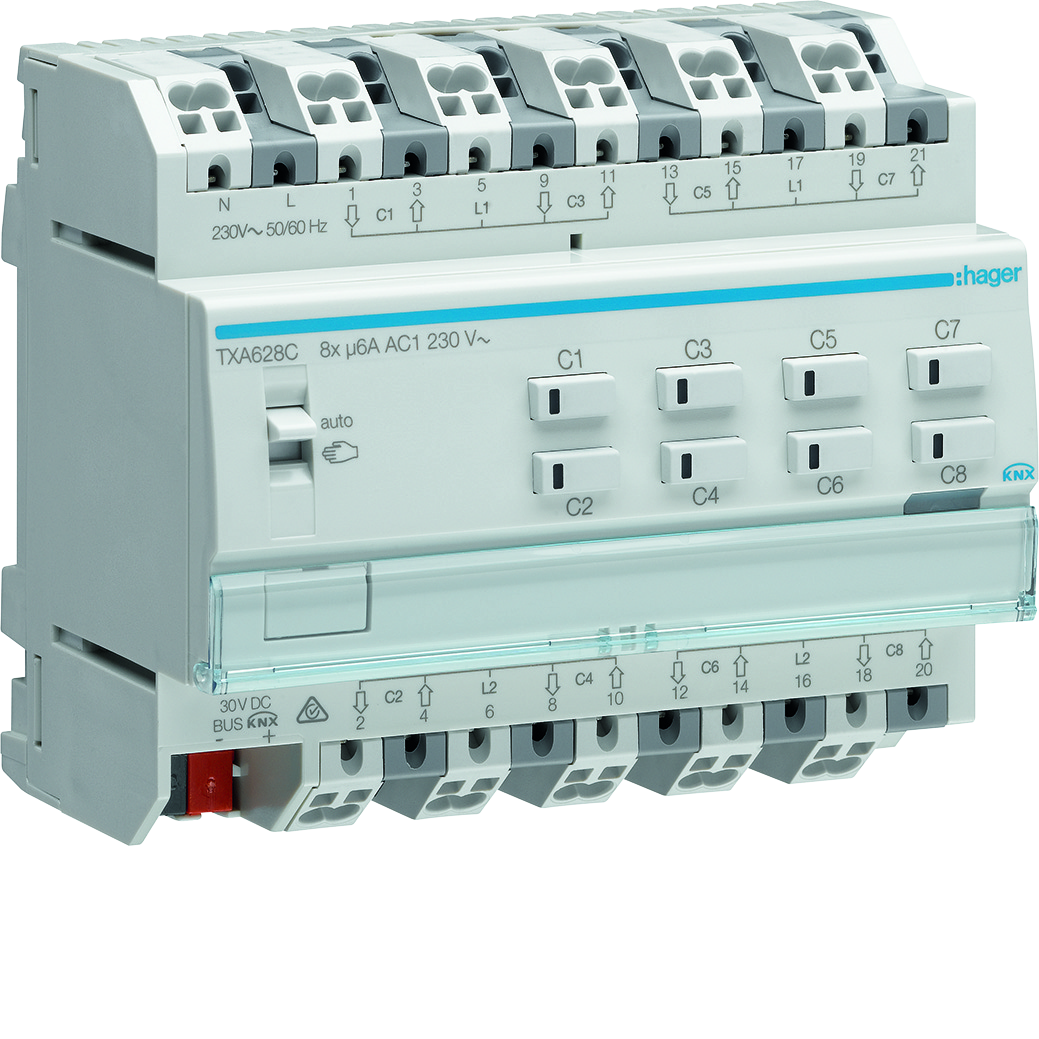 hager Lähtöyksikkö knx easy txa628c 8x6a vs t din