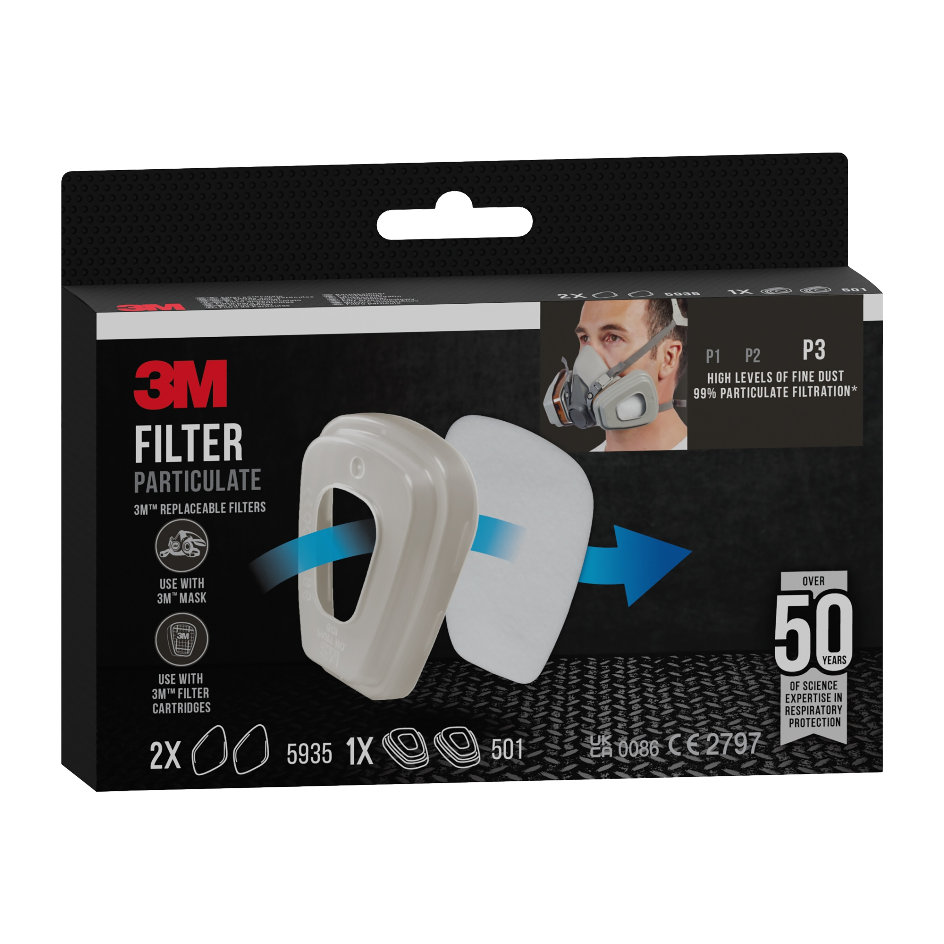 3m Vaihtohiukkassuodatin p3 3m 5935pro2 6000 ja 6500 sarjat