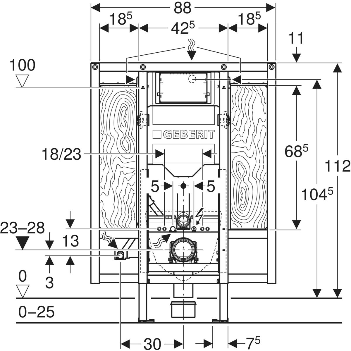 geberit Element vägghängd wc geberit duofix sigma 112cm pe-x handta