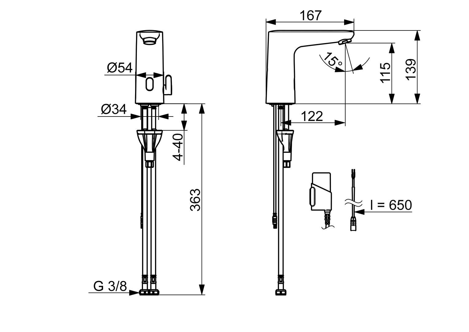 oras Washbasin mixer oras 9110fz electra 3 v bt