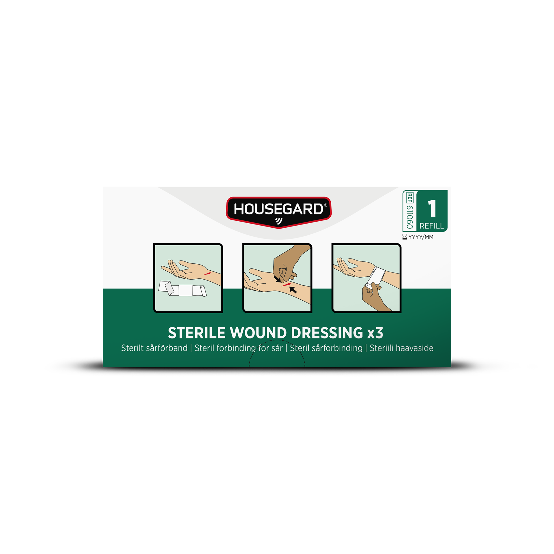 Sårbandasje sterilt 3-pack