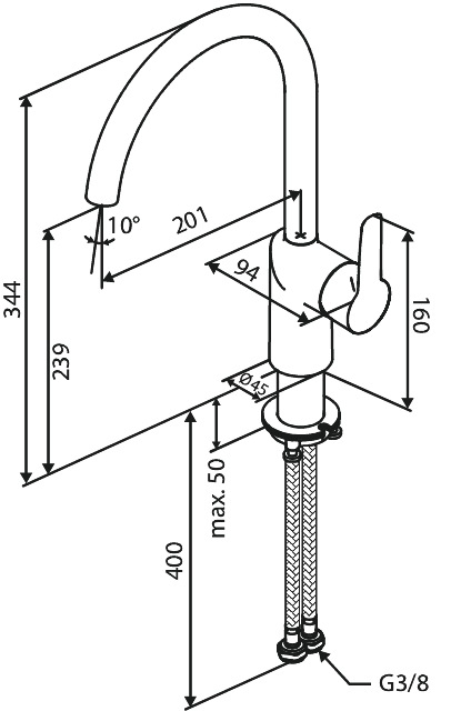 damixa Kitchen mixer damixa 59070.00 core chrome