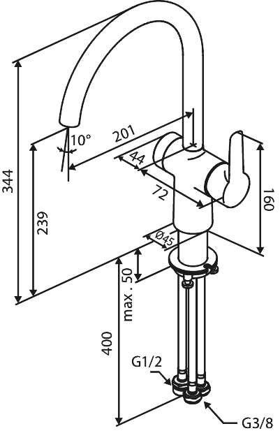 damixa Kitchen mixer damixa 59071.00 core dwc chrome