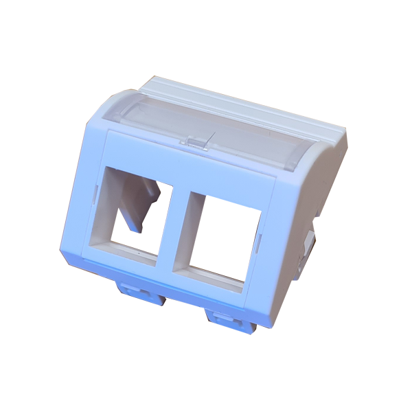 Brikke 45x45 skrå for 2P RJ45 2 port RAL 9003