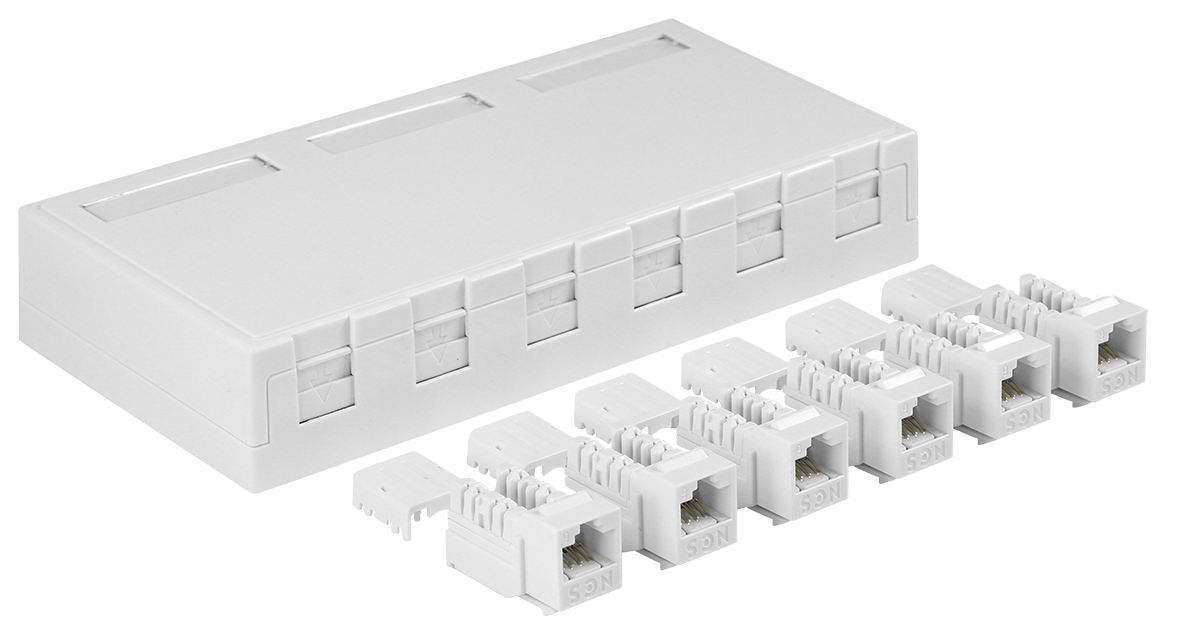 Patchboks 6xKat.6 UTP plast QuickCom