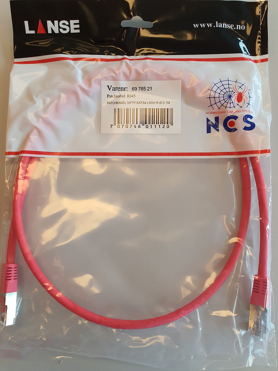 PATCHKABEL S/FTP KAT.6A LSOH RØD 10M