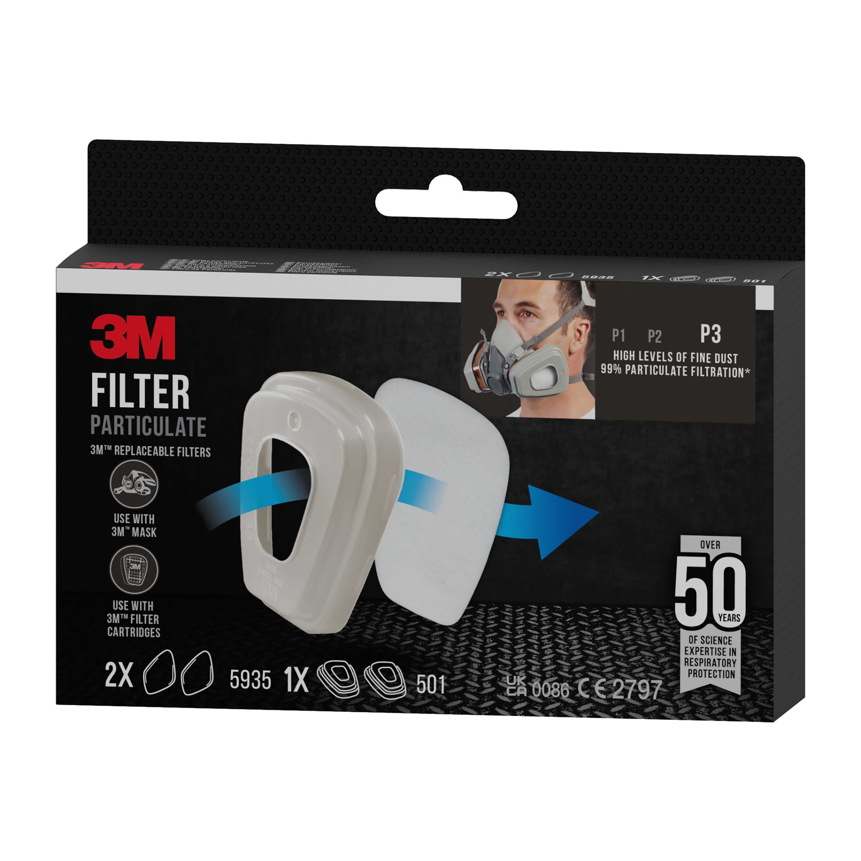 3m Vaihtohiukkassuodatin p3 3m 5935pro2 6000 ja 6500 sarjat