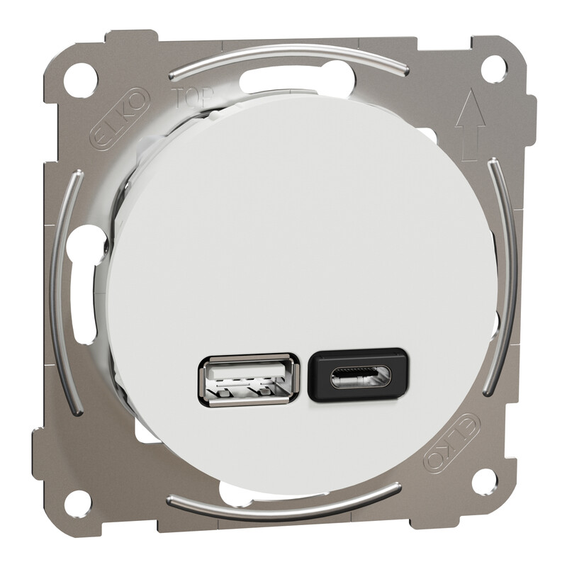 ELKO One USB Pd A+C Lader Renhvit