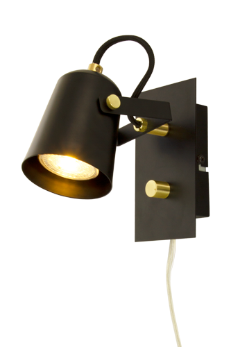 METZ vegglampe svart/matt messing