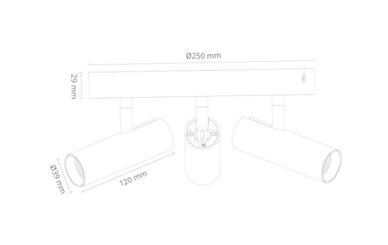 sg armaturen Surface mounted luminaire tube micro trio 3k bl
