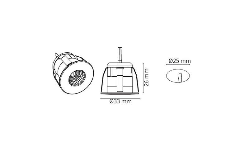 sg armaturen Downlight nano 1w 2700k 36deg ip44 bl