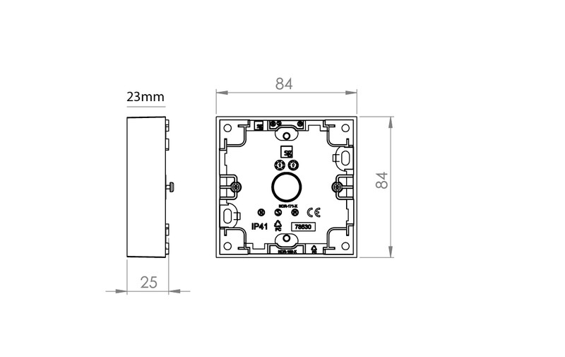 sg armaturen Surface mounted frame install wall box 1x 23mm black