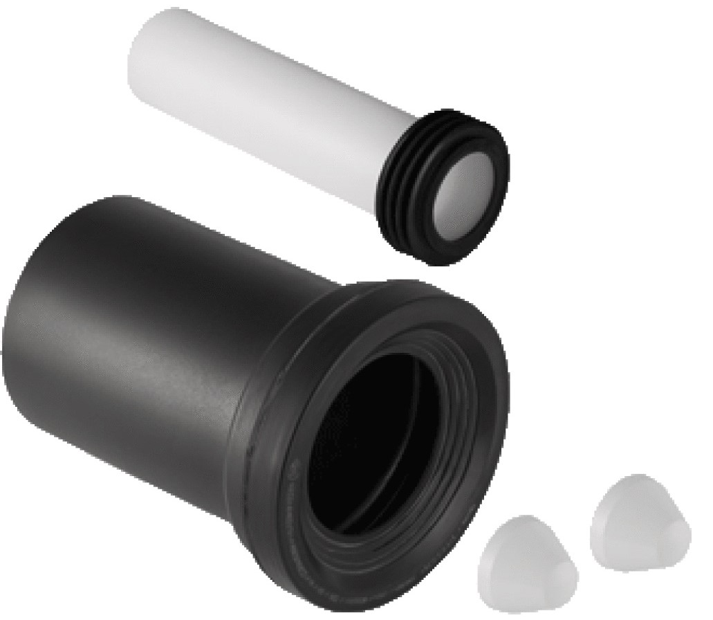 WC išbėgimo pajungimo komplektas HDPE  L=18,5 cm; D90 mm