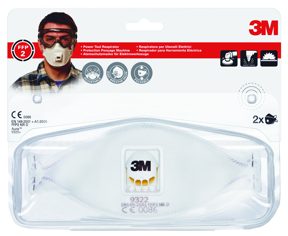 ANDNINGSSKYDD 3M 9322 P2 2-PACK