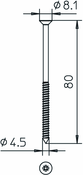 obo bettermann Asennustarvike obo bsk-s1280, 4,5x80 ruuvi