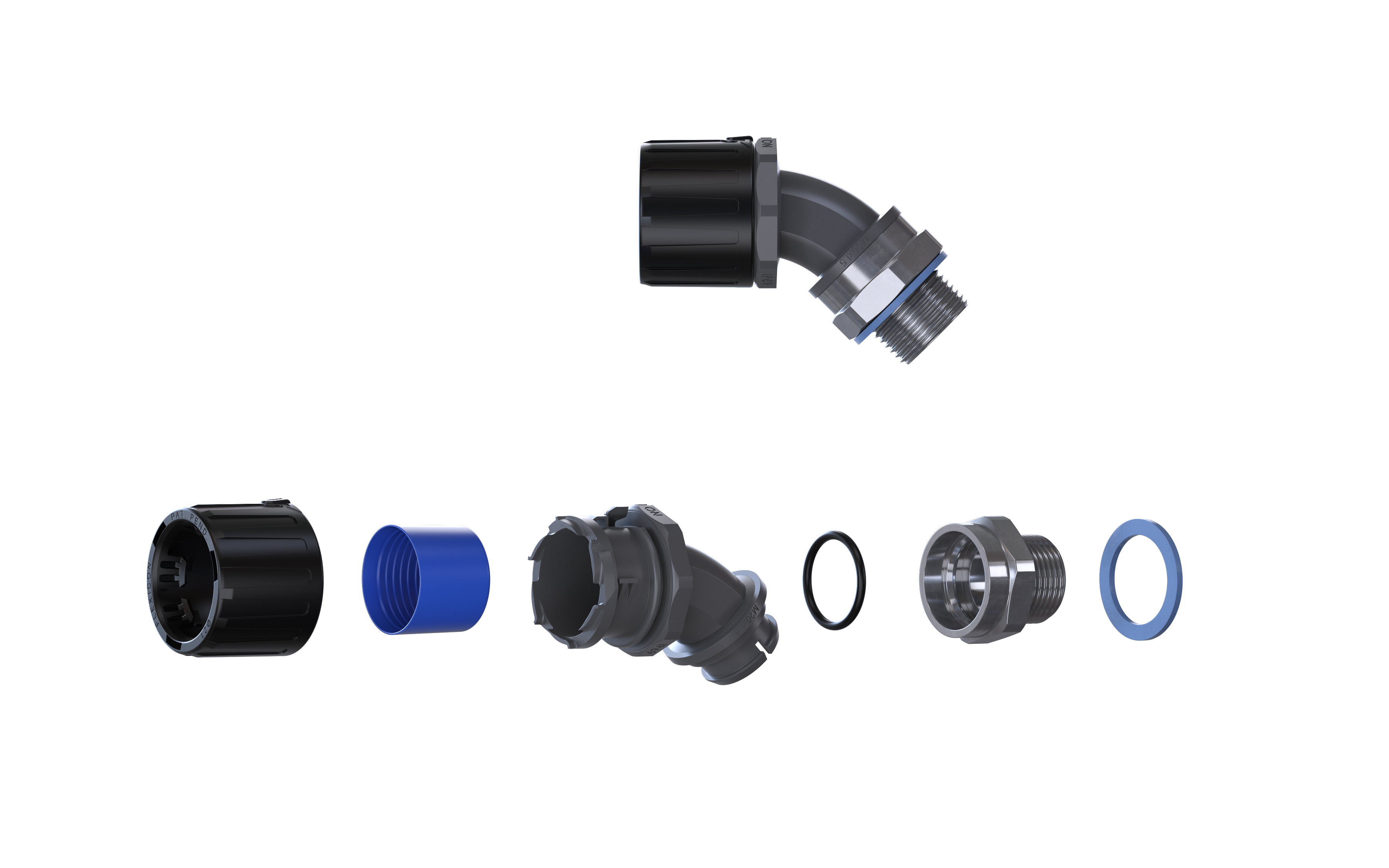 flexicon Protective hose conn. plastic fpau16-bm20-45b black