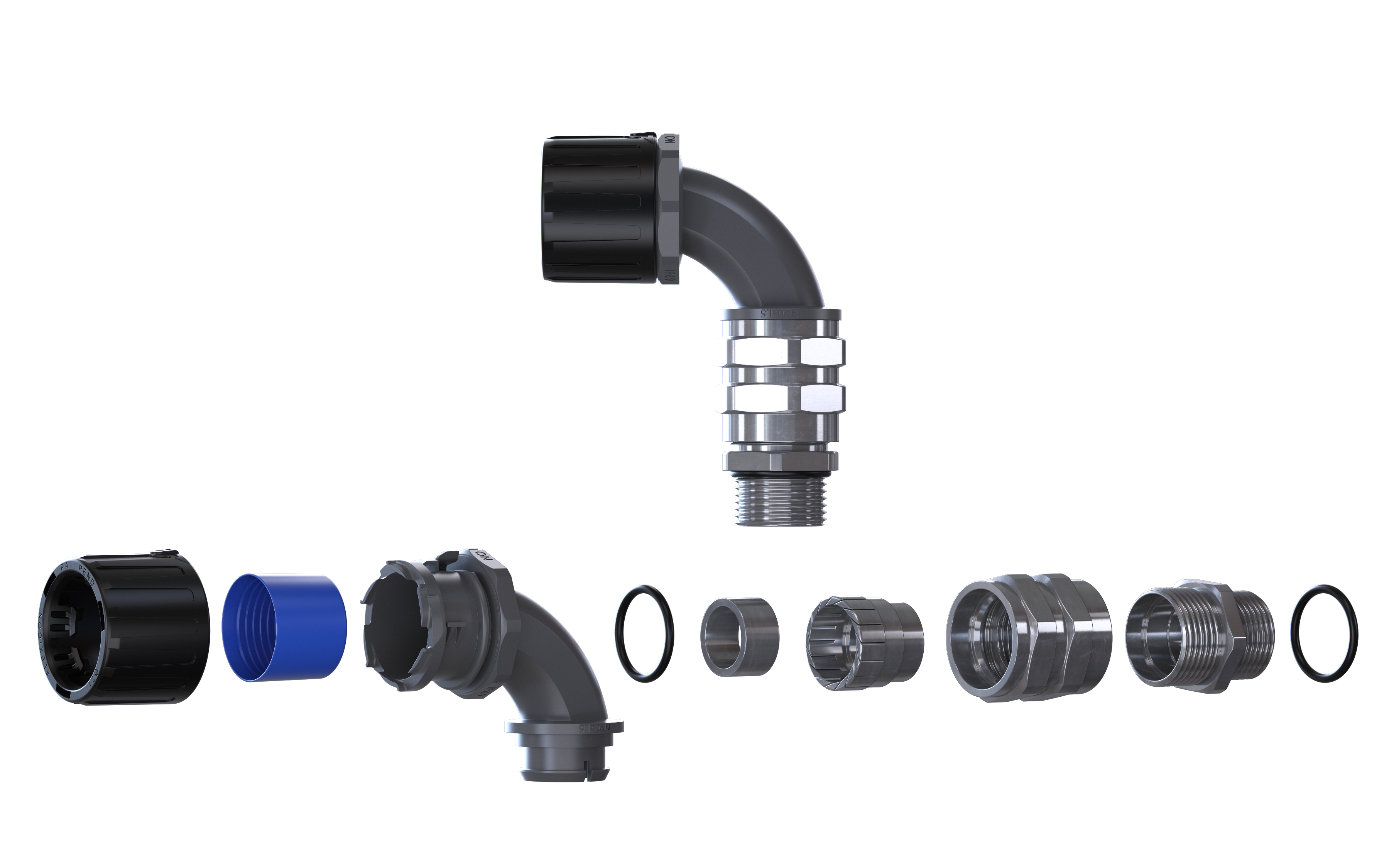flexicon Protective hose conn. plastic fpau16-bm20-cg-90b black