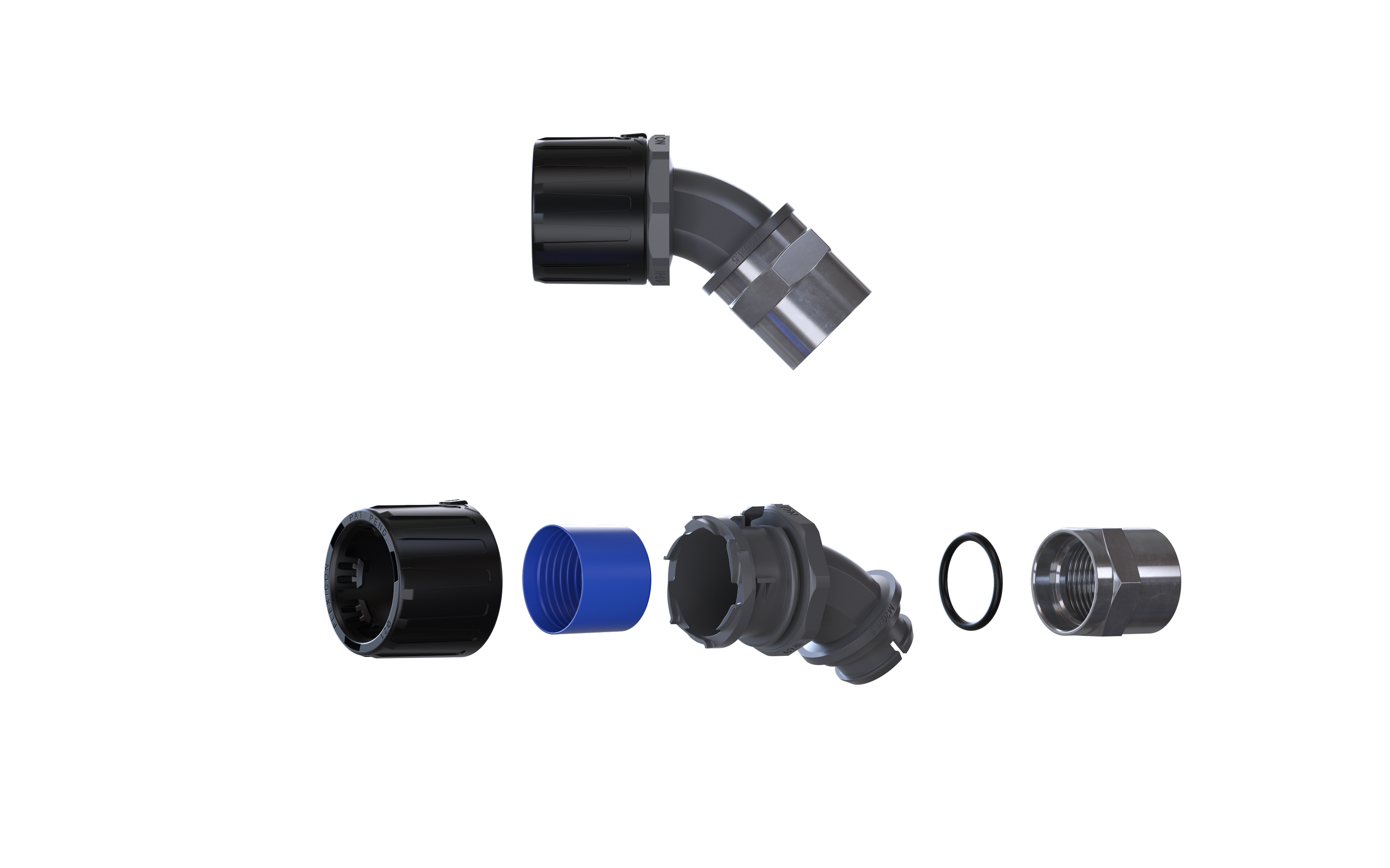 flexicon Suojaletkuliitin muovi hf fpau42-bfm50-45b musta