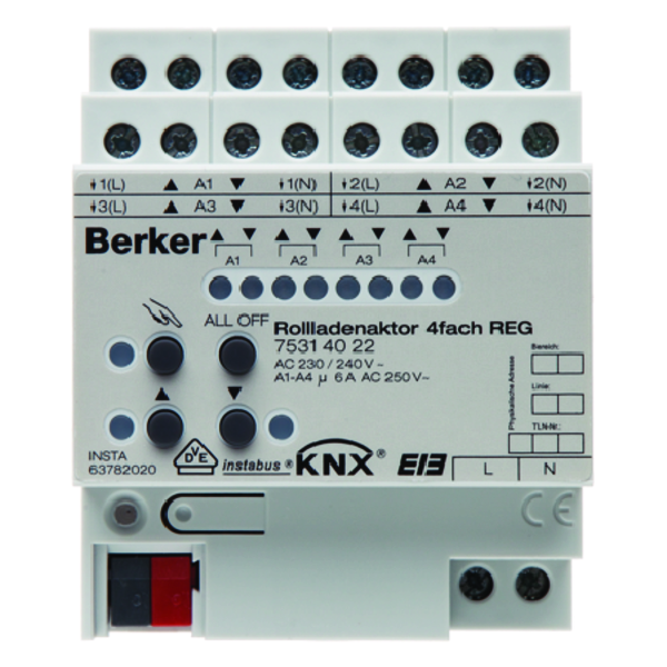 hager Curtain output module knx 4ch 230v 6a din