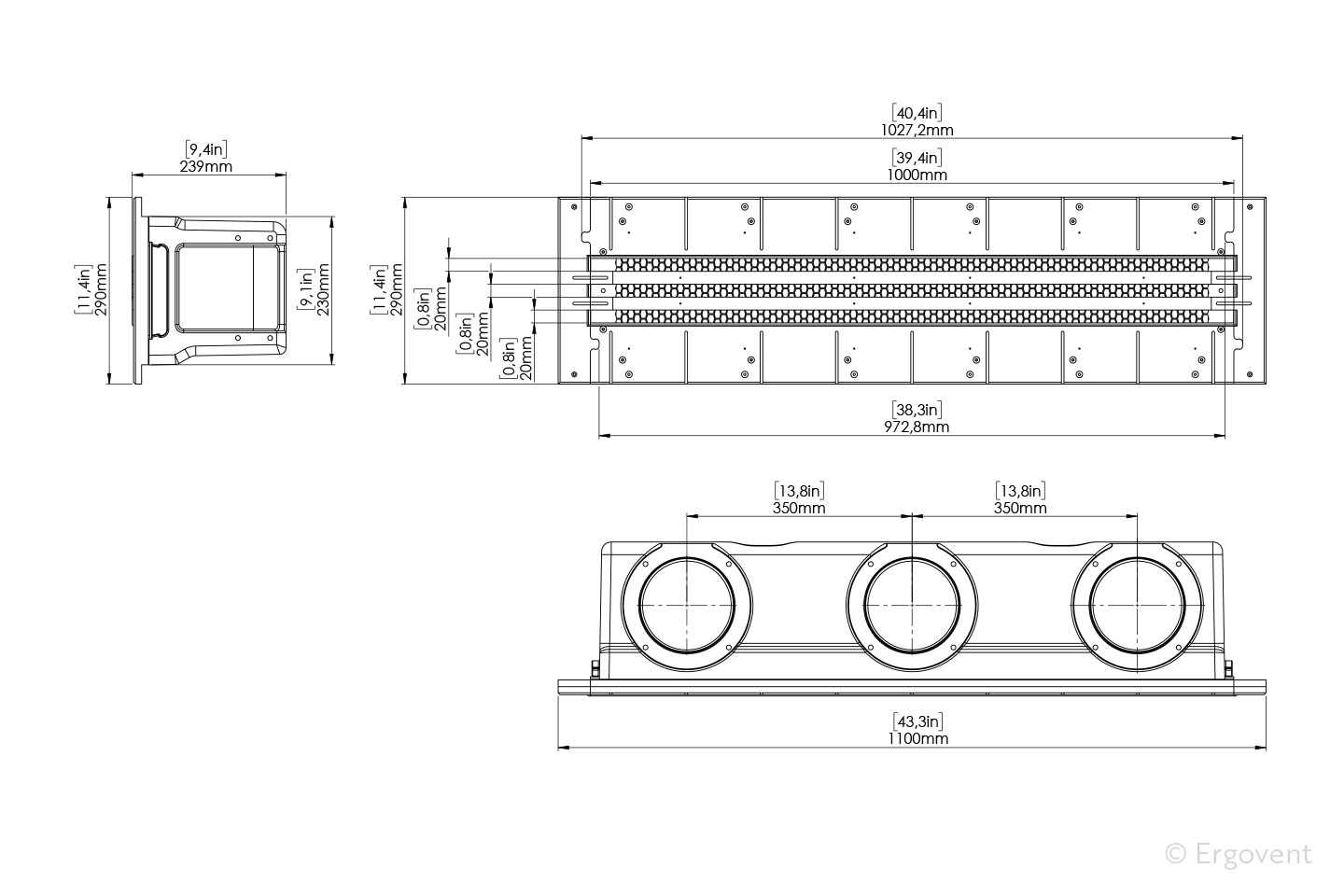 ergovent Ventilation valve ergovent lineo pro condi 3- slots 150
