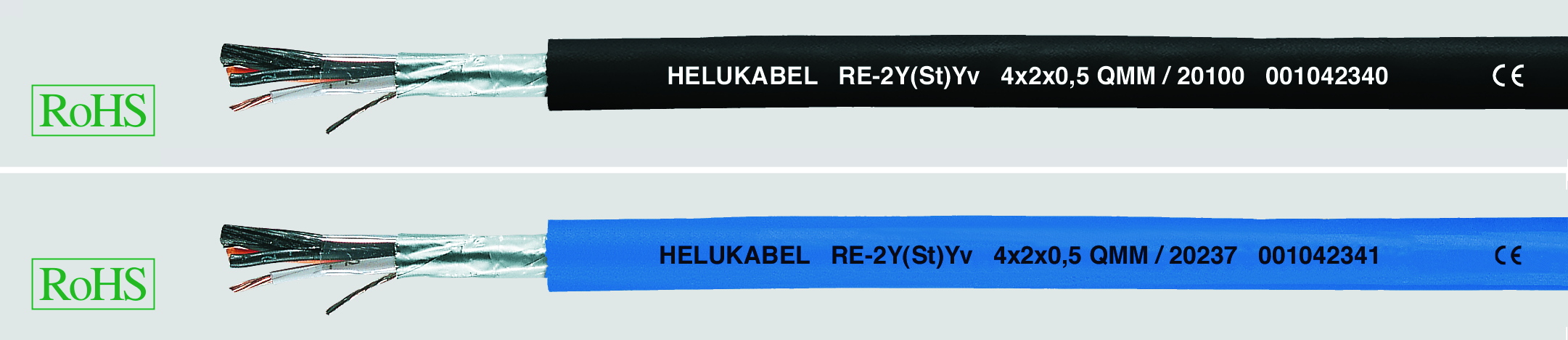 RE-2Y(ST)Y 8X2X0,5 SORT PARKABEL, SKJERMET INSTR.KABEL