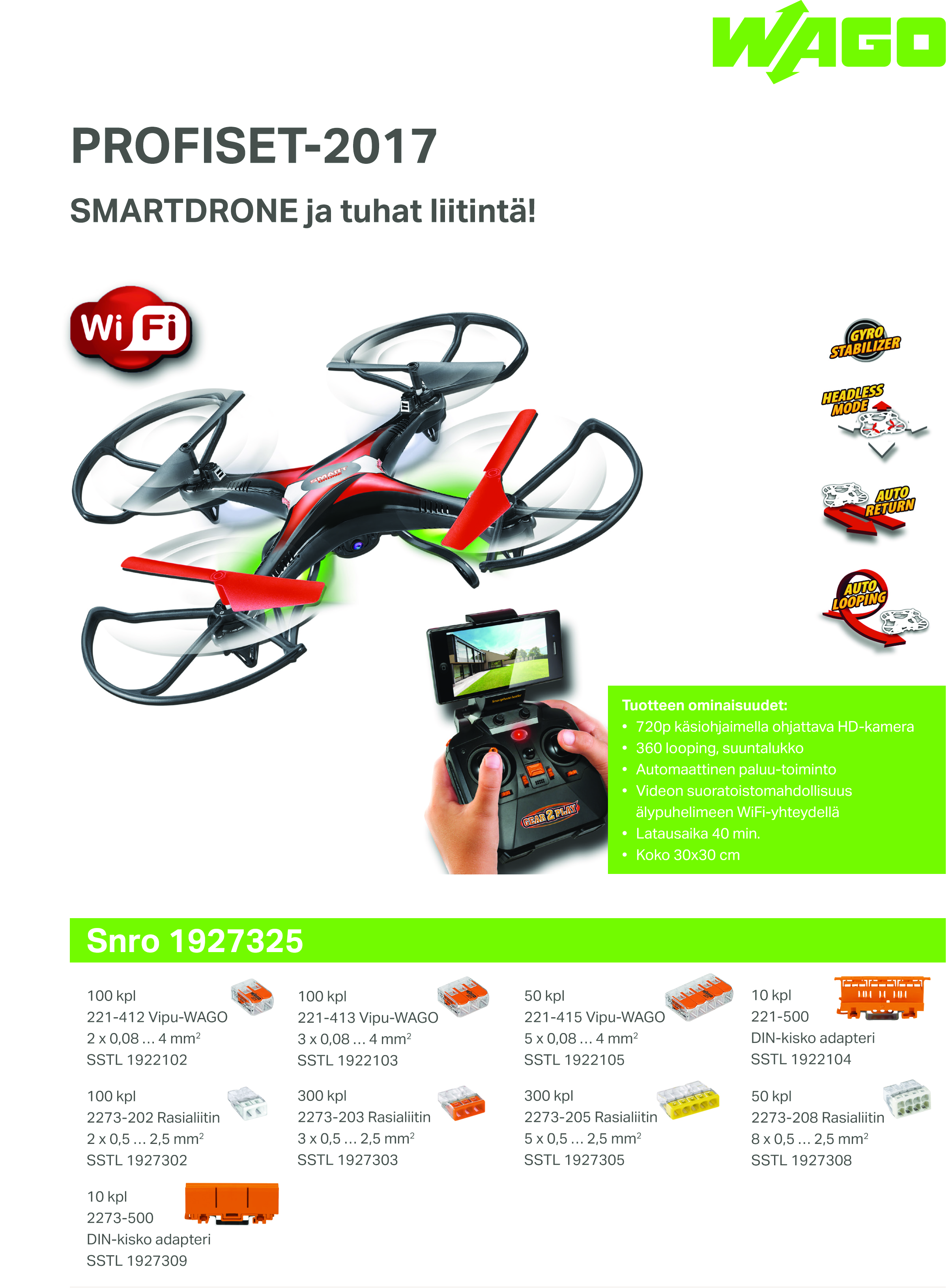 wago Rasialiitinvalikoima wago profi-set 1000kpl, sis. drone