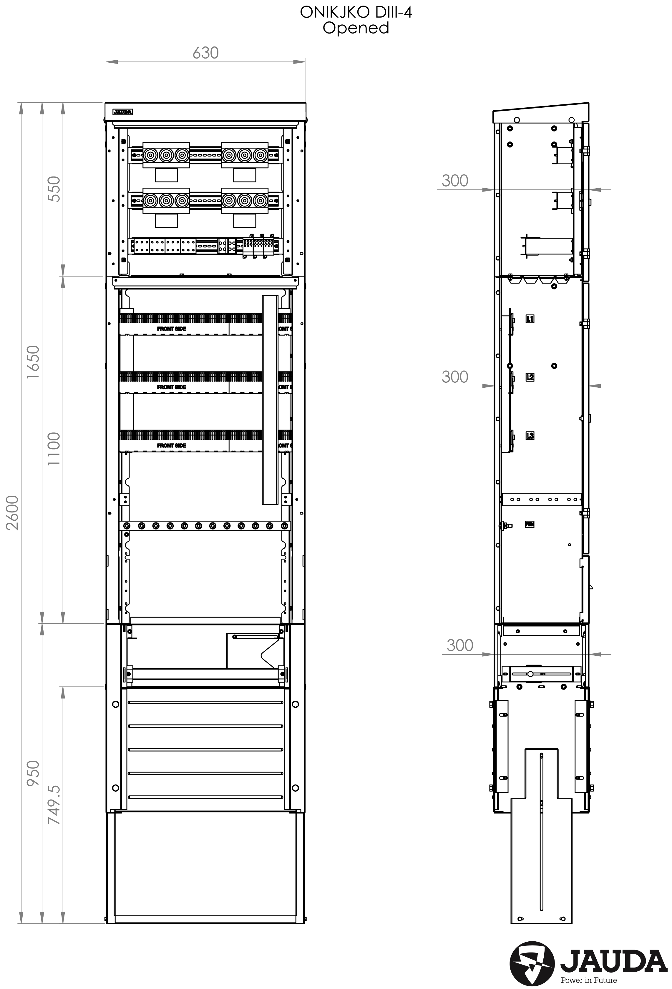 jauda Basement of cable cabinet j-okkjk-diii-4 ral7012